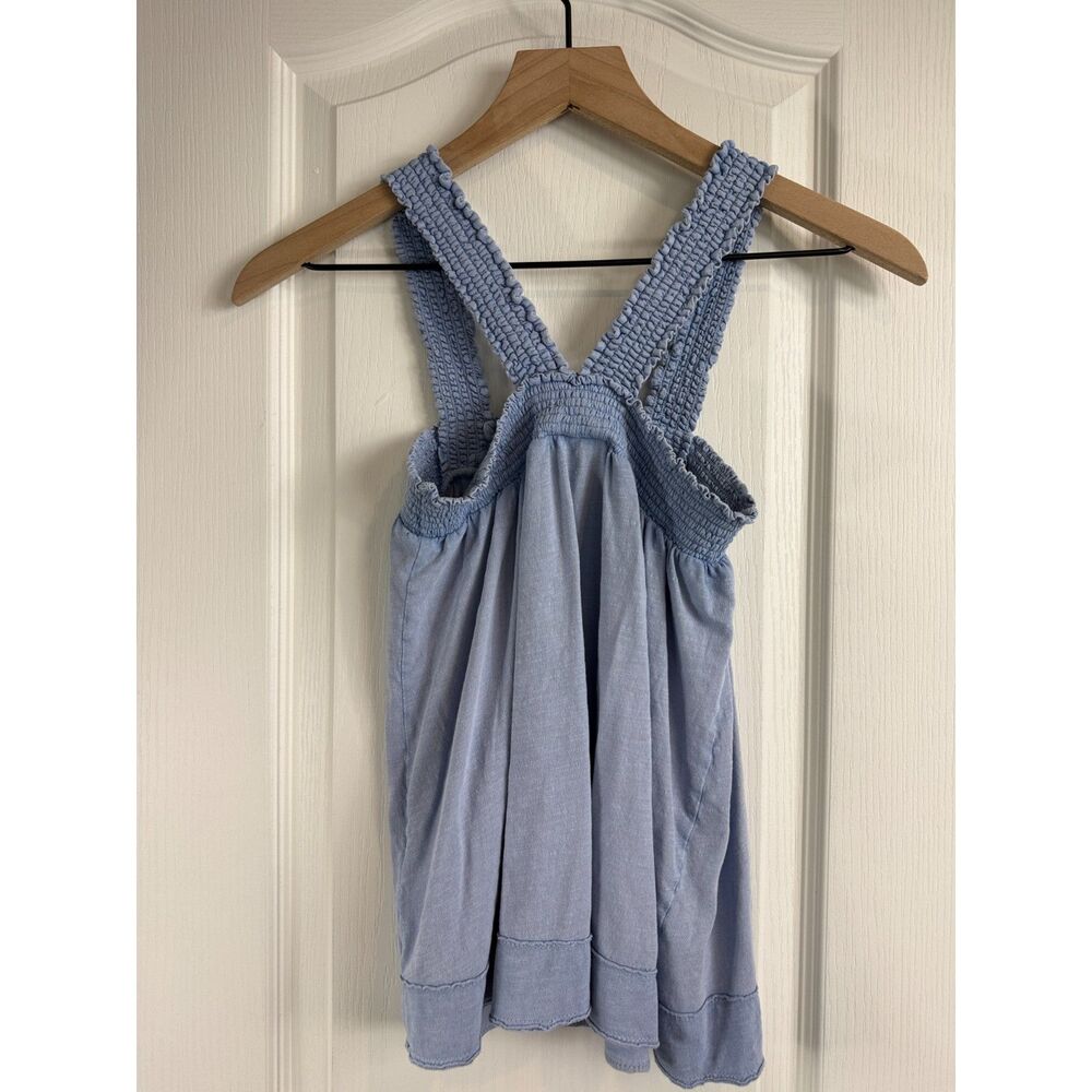 Anthropologie Pilcro Women's Smocked Elastic Straps Tank Top Blue Cotton Size XS - Picture 4 of 12